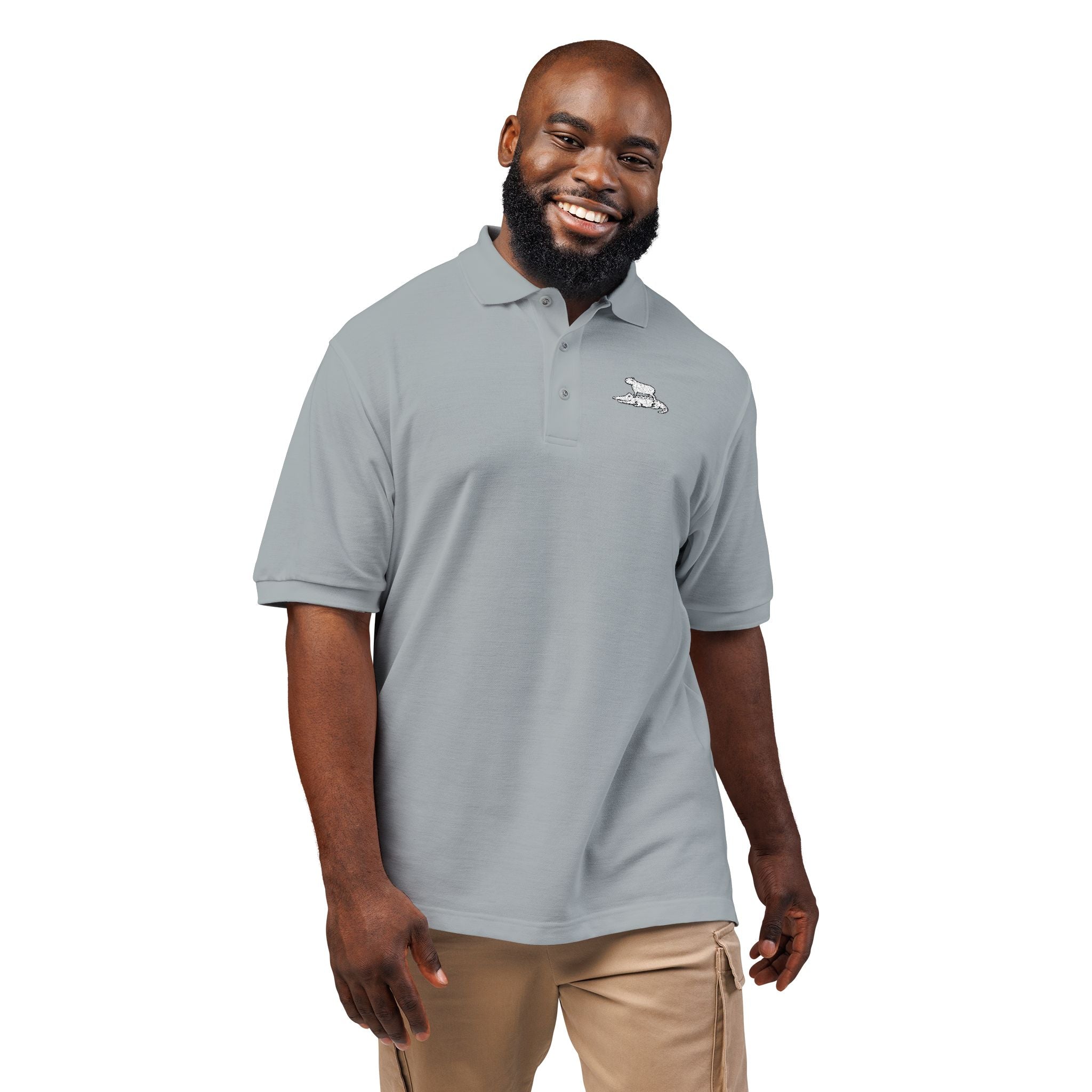 Embroidered Capybara & Alligator Funny Golf Polo Shirt