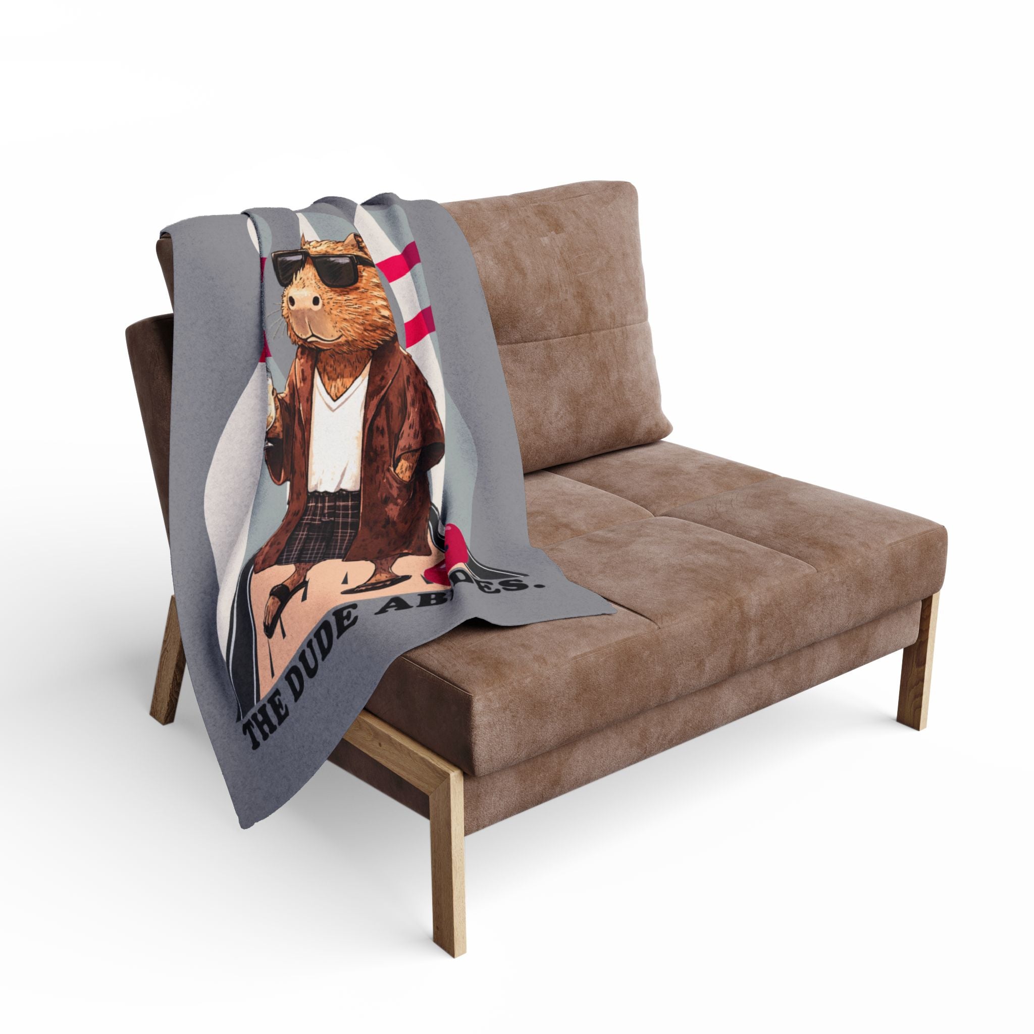 The Dude Abides, The Big Lebowski Parody Capybara Fleece Blanket