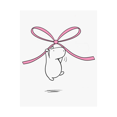 Floating Capybara Wall Art – Cute Nursery Print with Pink Bow | Minimalist Baby Animal Decor