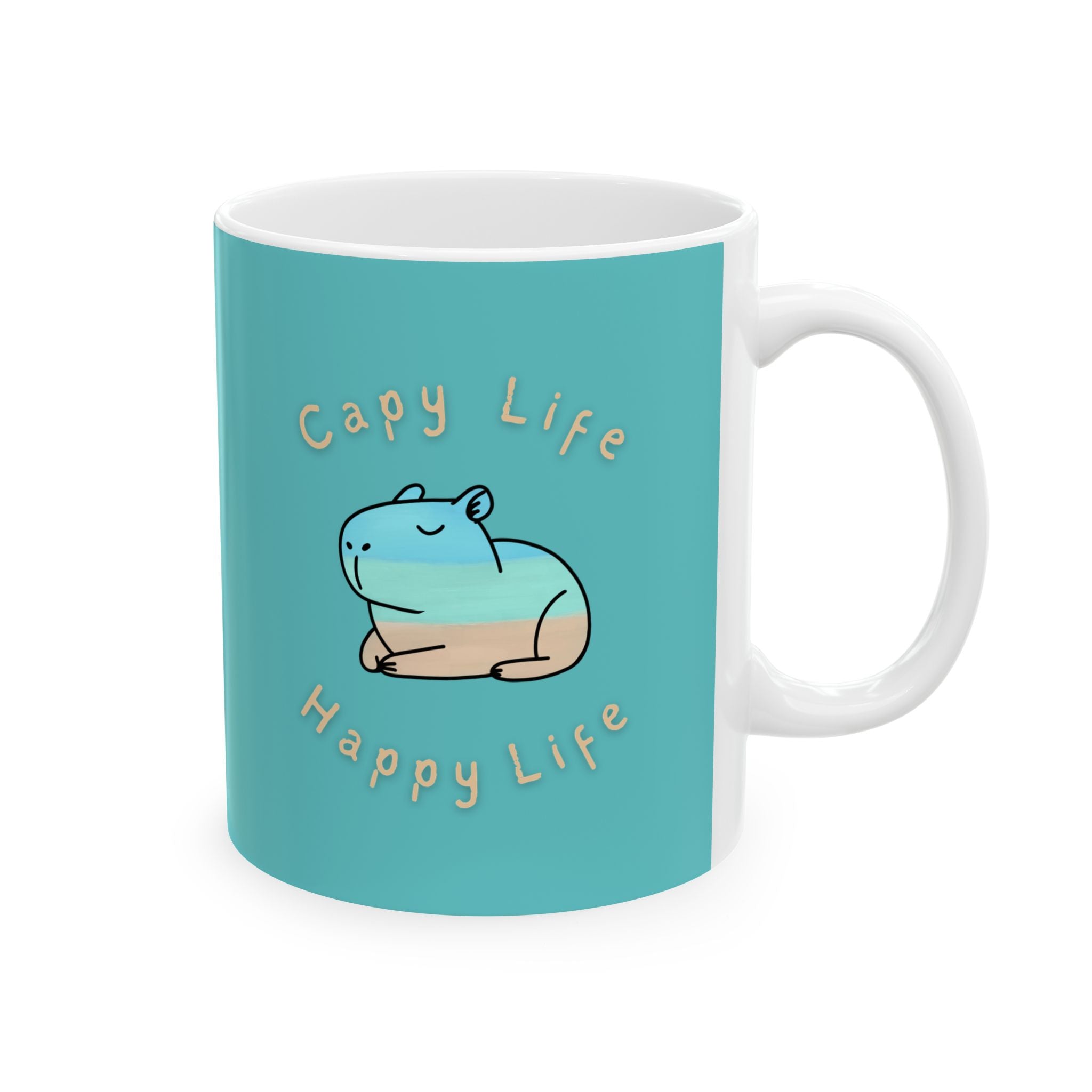 Capy Life Happy Life Capybara Mug – Coastal Chill Coffee Mug