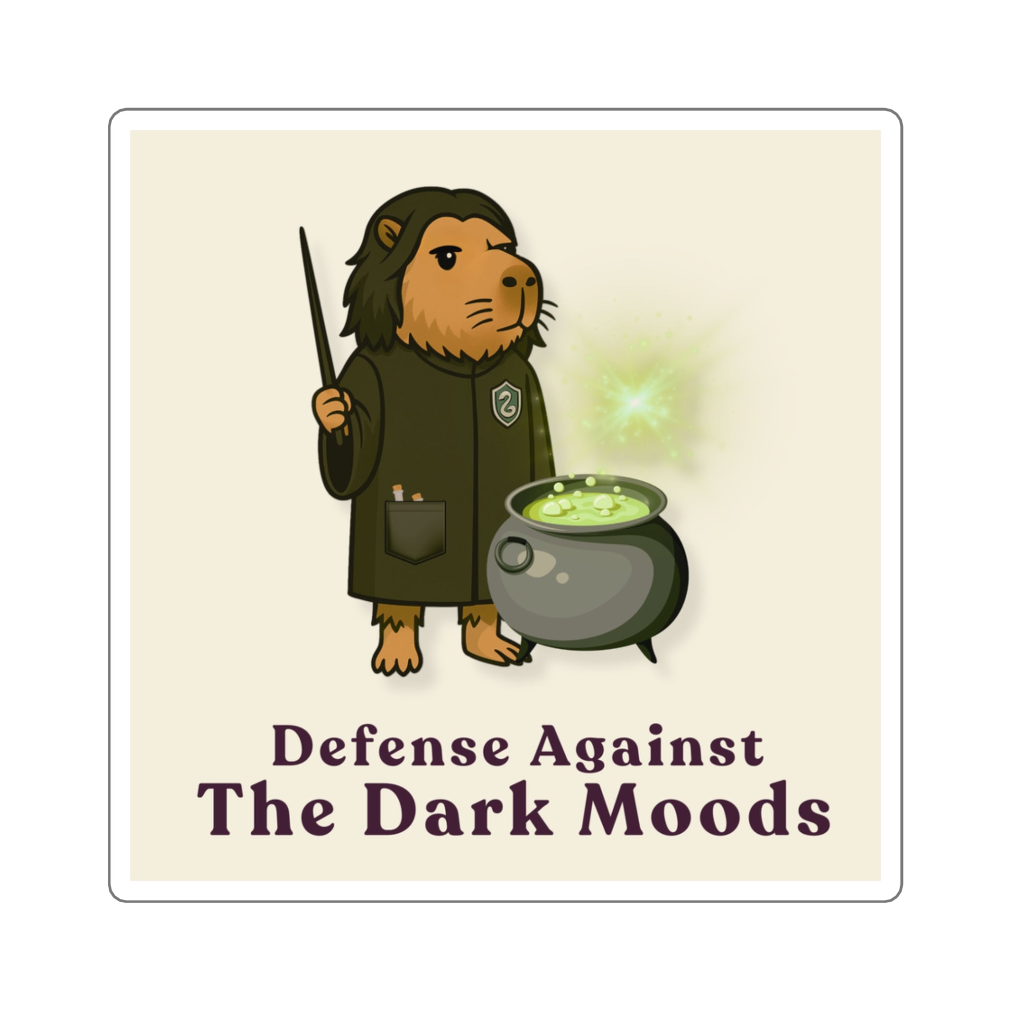 Severus Napebara Sticker – Defense Against the Dark Moods | Magical Capybara Vinyl Sticker