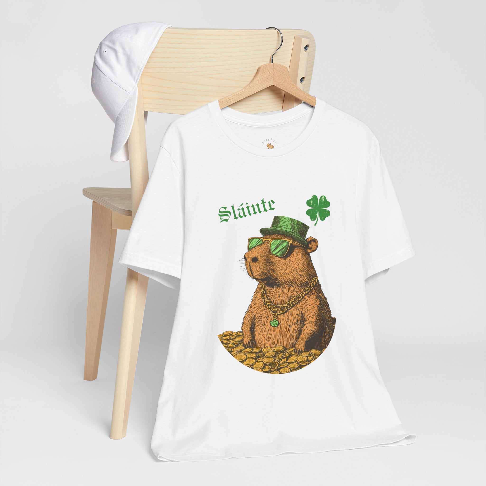 St Patrick's Day Slainte Tee - Gangster Capybara Unisex Jersey Short Sleeve Shirt