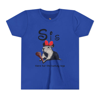 Sis Theme Park Here for the Turkey Legs Tee -  Capybara Youth Unisex Jersey Short Sleeve Shirt