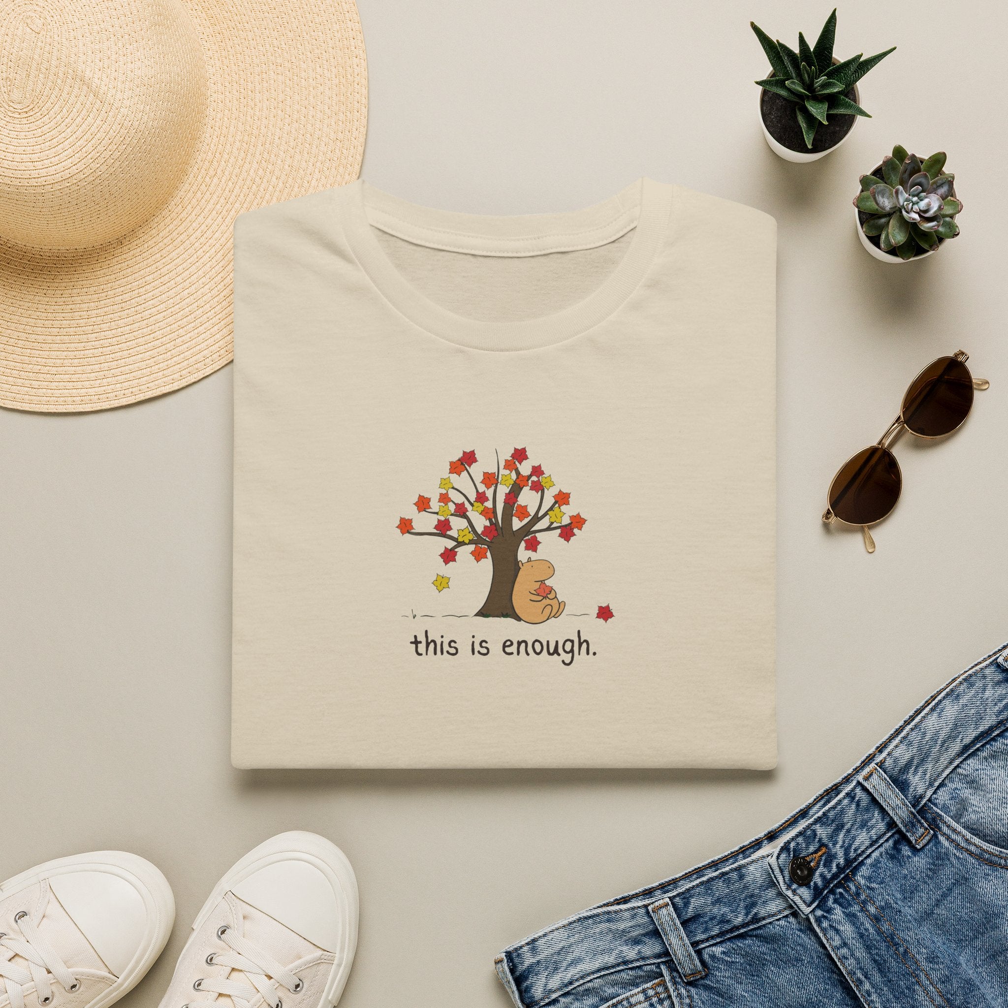 Autumn Leave This is Enough - Capybara Softstyle Adult T-Shirt