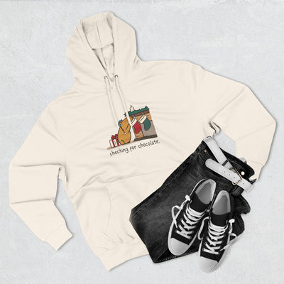 Checking for Chocolate Funny Christmas Capybara Fleece Hoodie