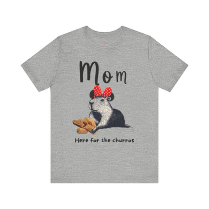 Mom Theme Park Here for the Churros Tee -  Capybara Snack Unisex Jersey Short Sleeve Shirt