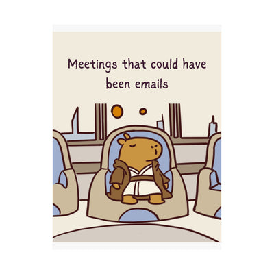 Funny Capybara Office Wall Art Print – Meetings That Could Have Been Emails Jedi Humor Poster