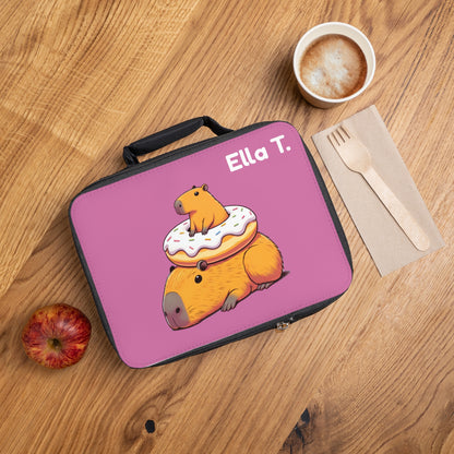 Personalized Capybara Donut Lunchbox – Cute Animal Lunch Bag for Kids | Free Name Personalization