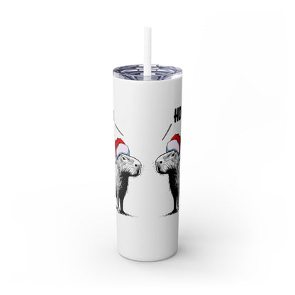 Ho Ho Ho Capybara Christmas Cup for Holiday Vibes - Skinny Tumbler