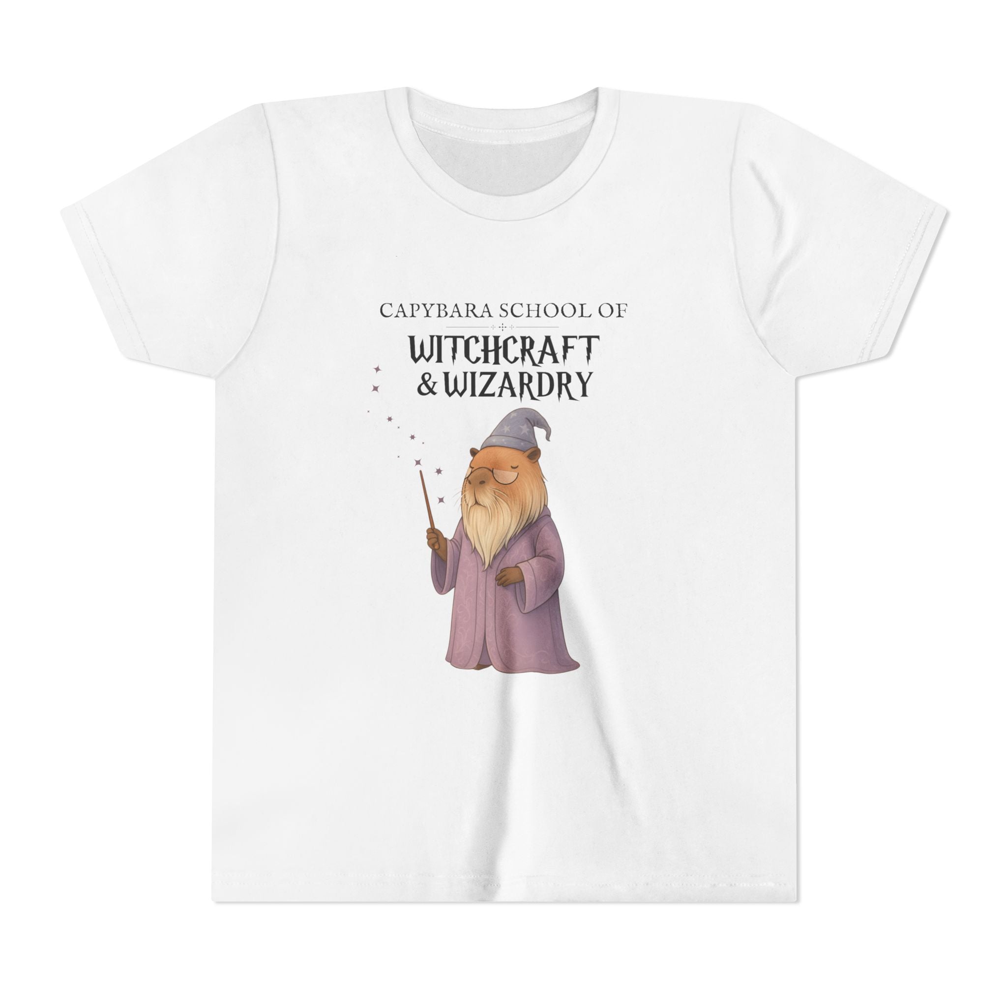 Whimsical Youth Tee - Capybara School of Witchcraft & Wizardry, Wizard School Gift |  Youth Professor Chillindore Unisex Tee