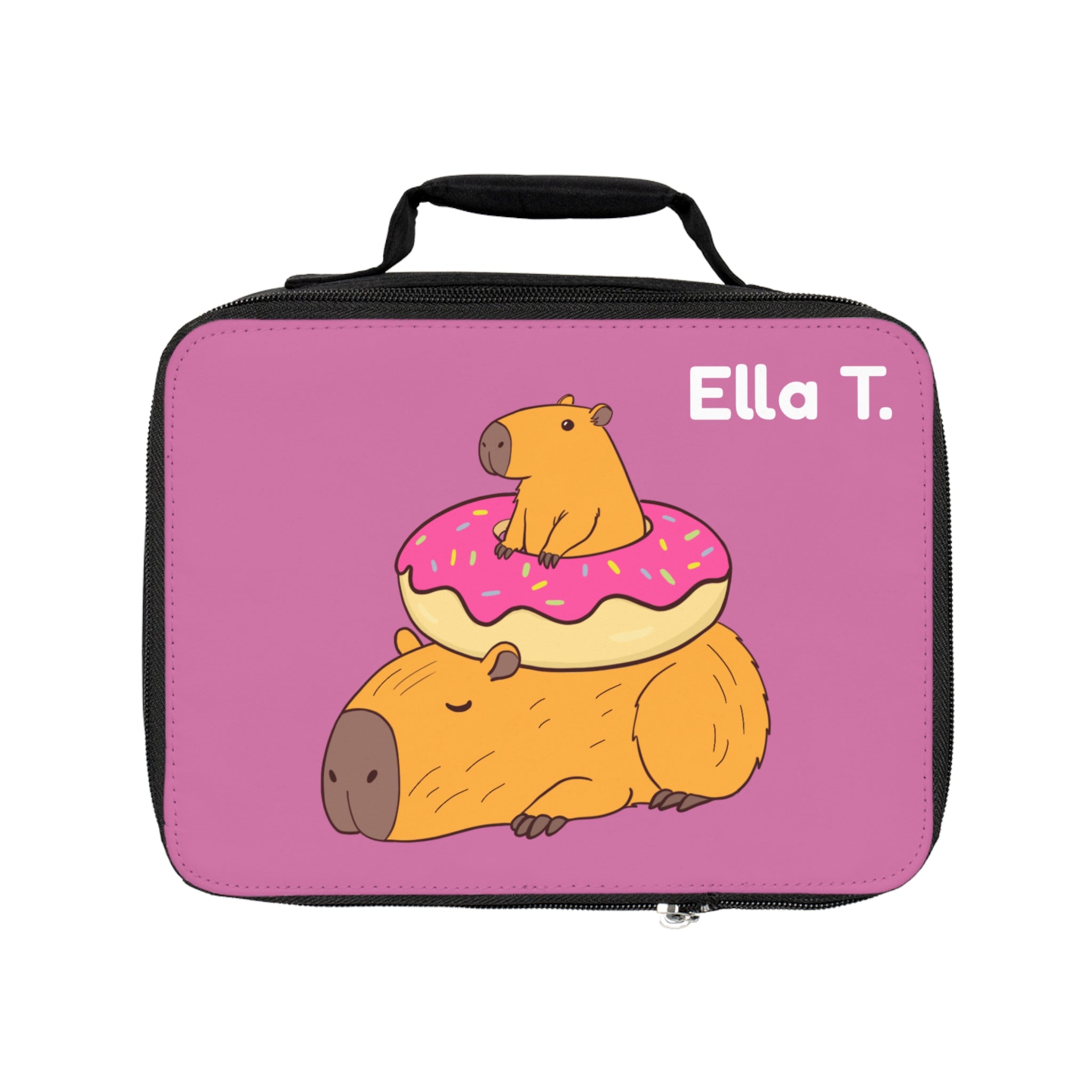 Personalized Capybara Donut Lunchbox – Cute Animal Lunch Bag for Kids | Free Name Personalization