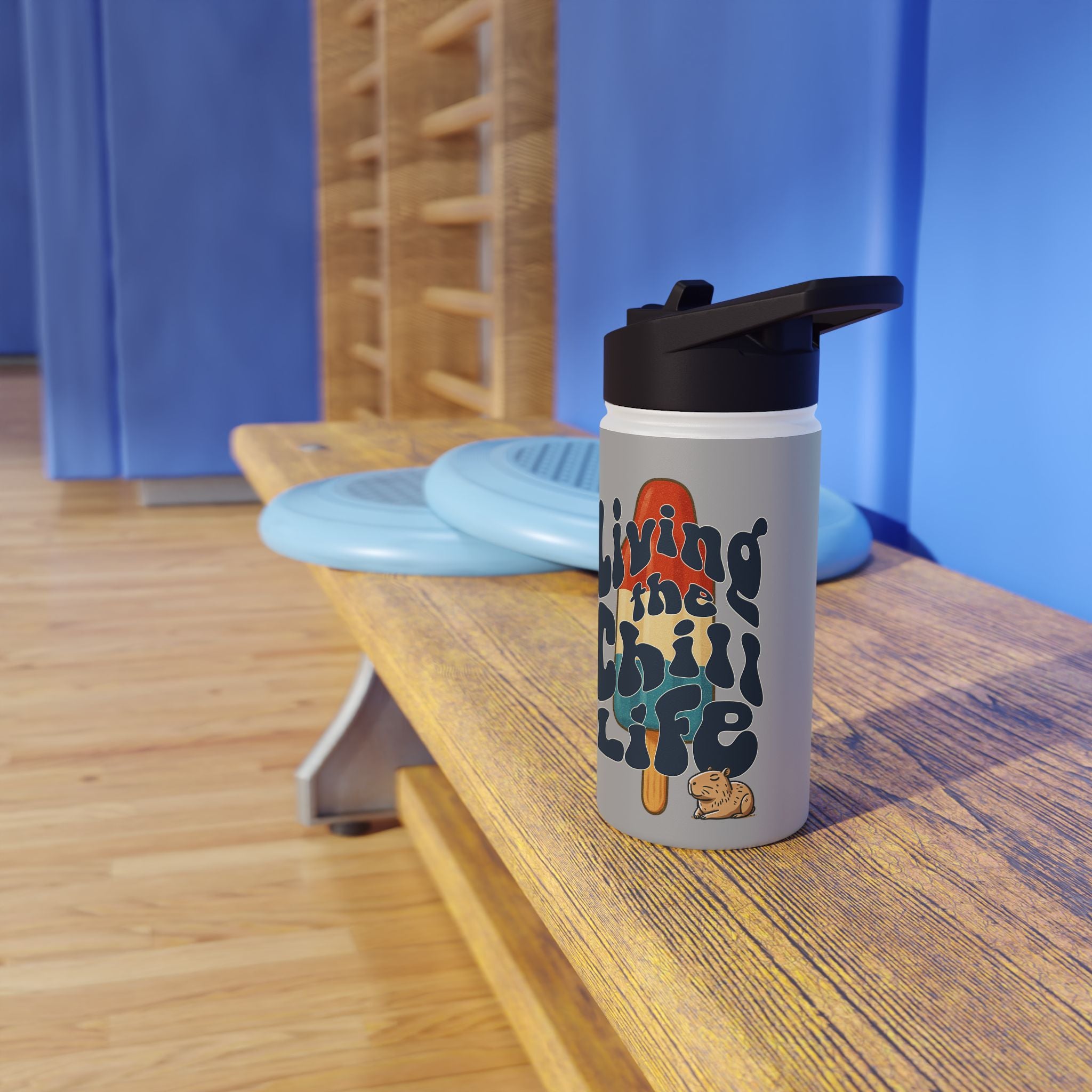 Personalized Living the Chill Life Kids Water Bottle | Retro Capybara Bottle | Summer Gift for Kids