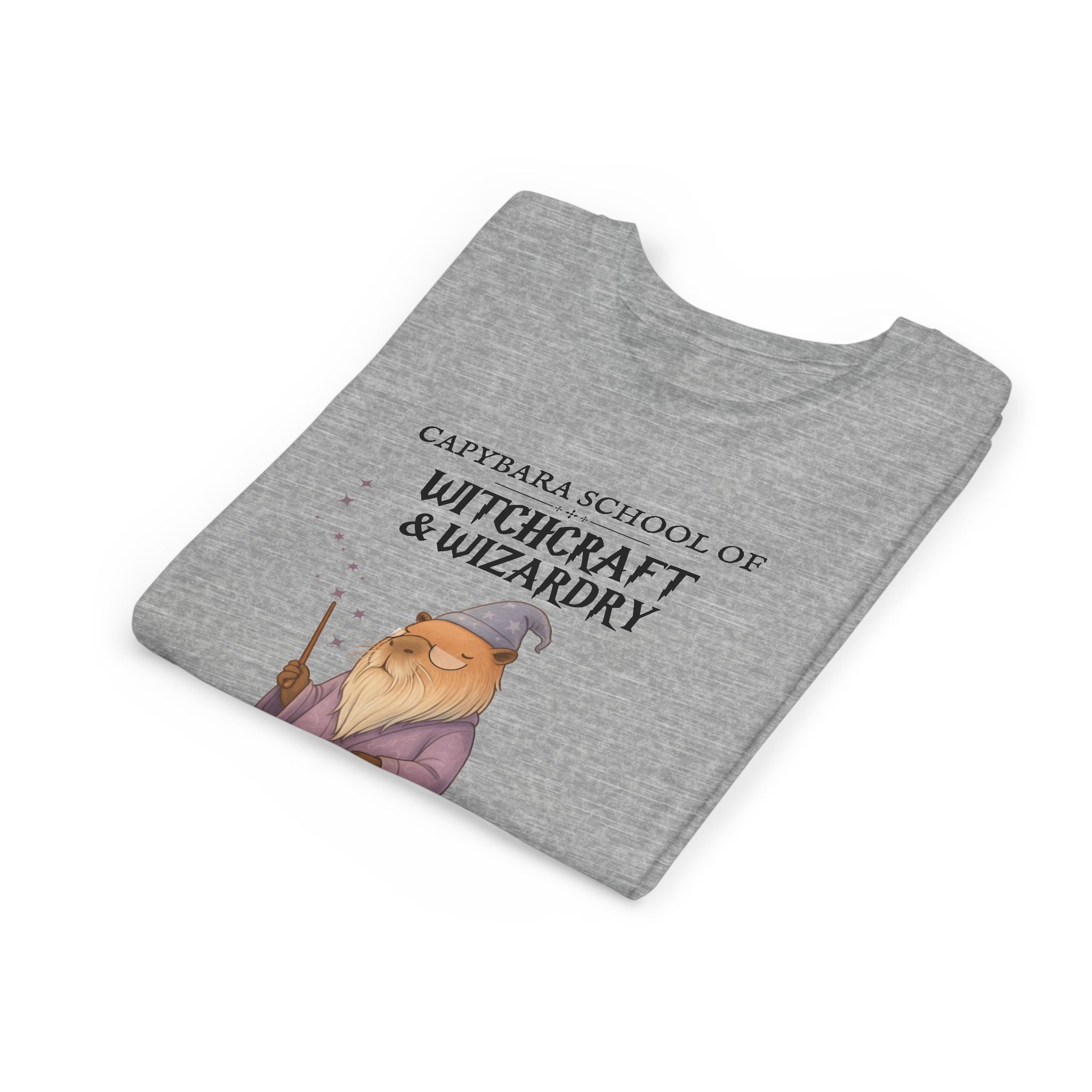 Whimsical Youth Tee - Capybara School of Witchcraft & Wizardry, Wizard School Gift |  Youth Professor Chillindore Unisex Tee