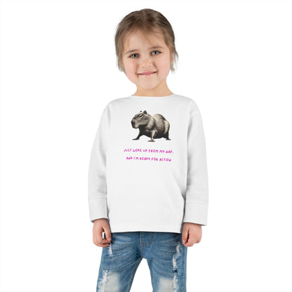 Capybara Ready for Action Toddler Long Sleeve Tee