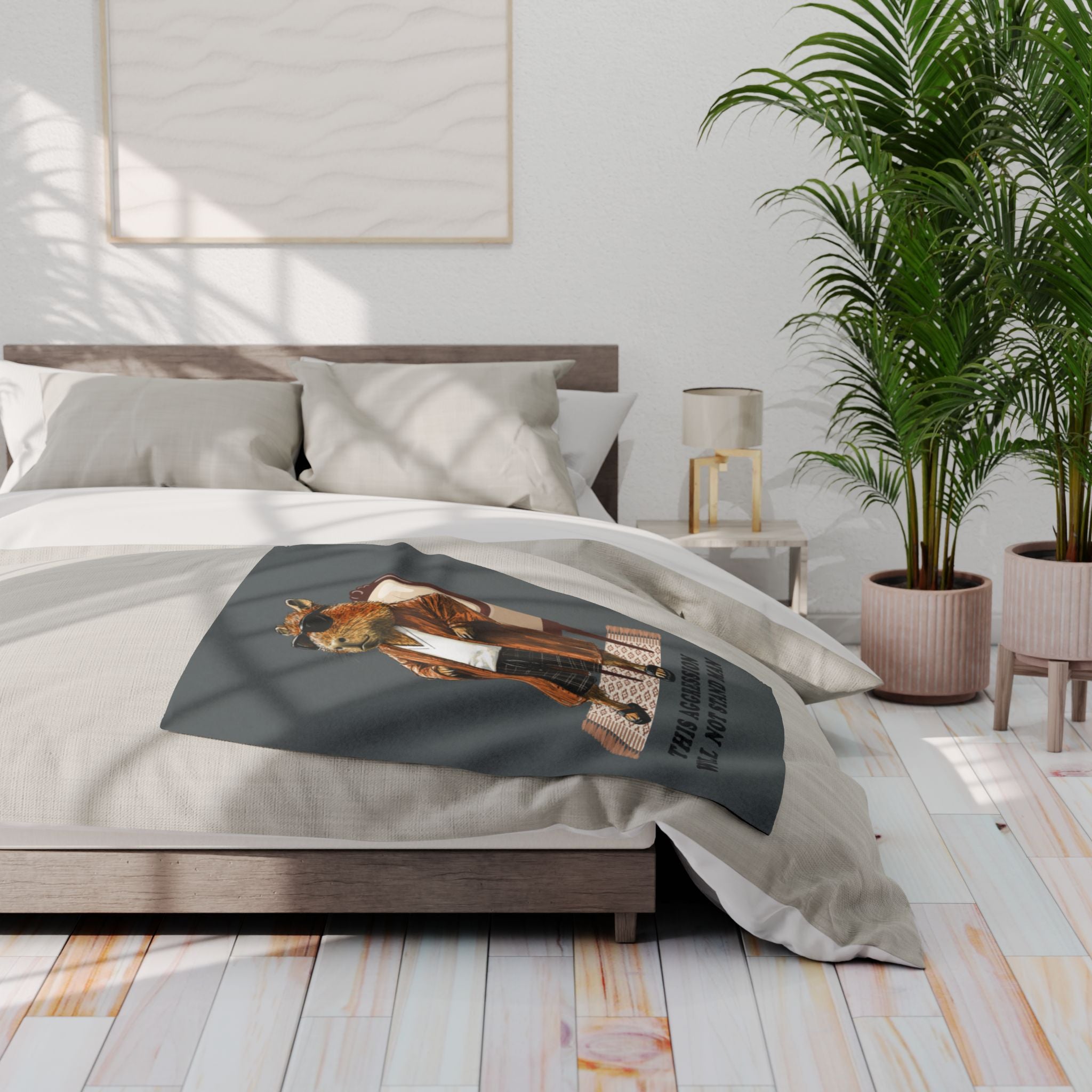 Fleece Blanket - Big Lebowski Inspired Capybara - 'This aggression will not stand, man'