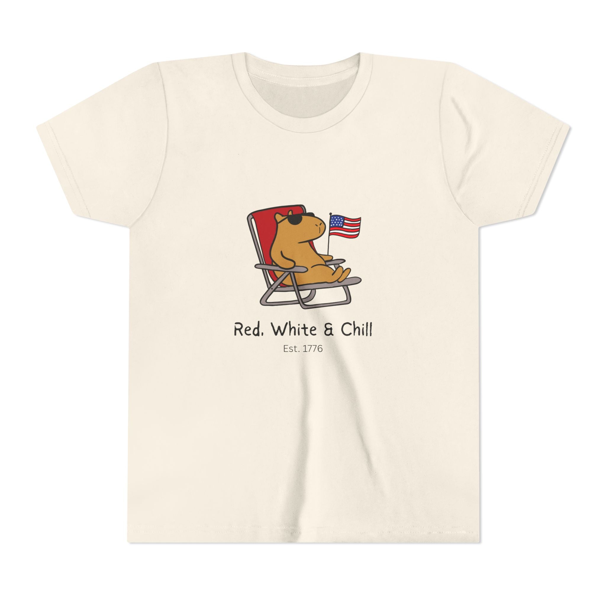 Kids USA Shirt – "Red, White & Chill" Patriotic Capybara Youth Tee