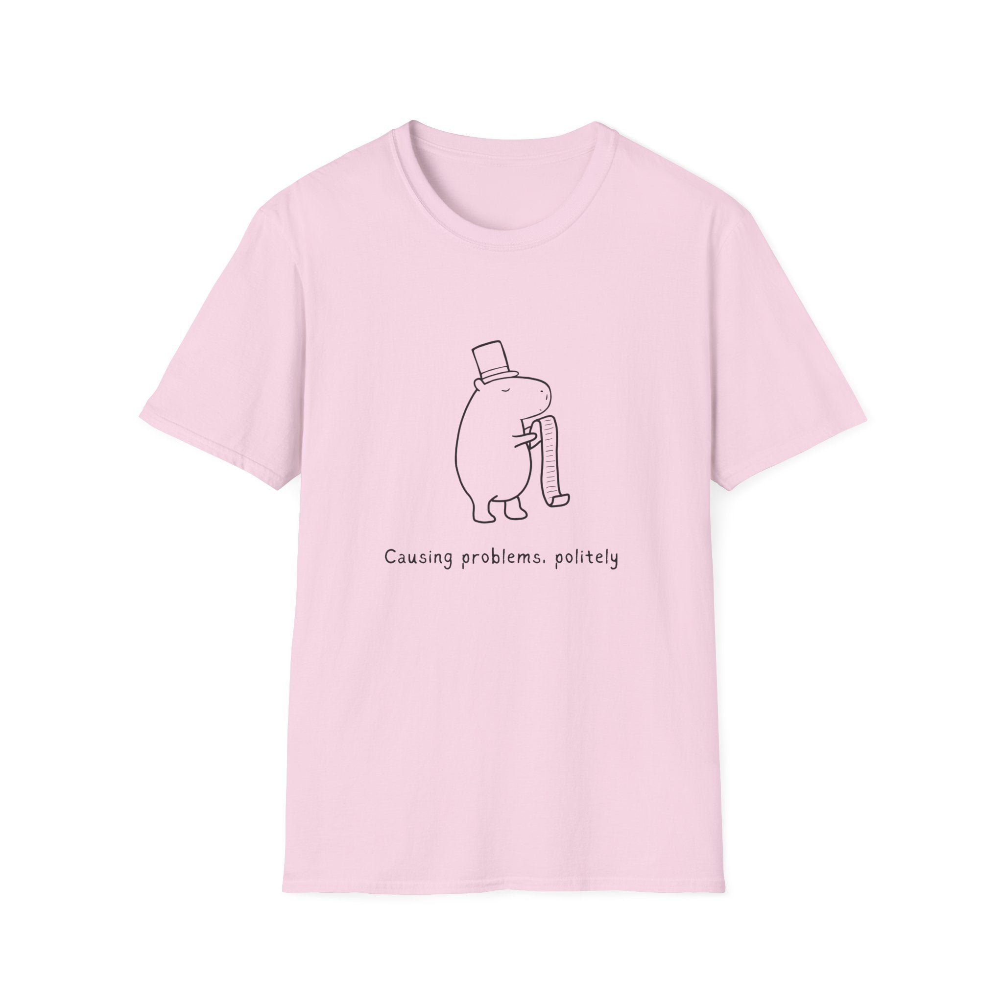 Funny Minimalist Tee - Capybara Causing Problems Politely