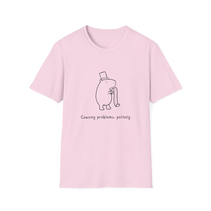 Funny Minimalist Tee - Capybara Causing Problems Politely