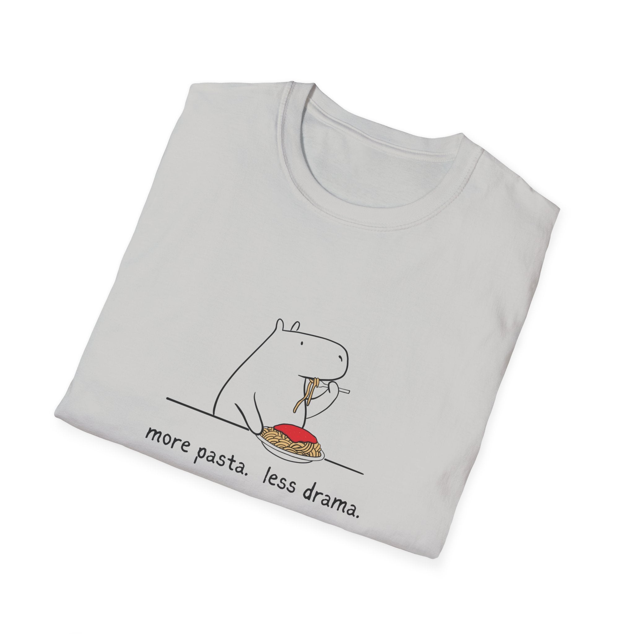 “More Pasta. Less Drama.” Capybara Softstyle Tee