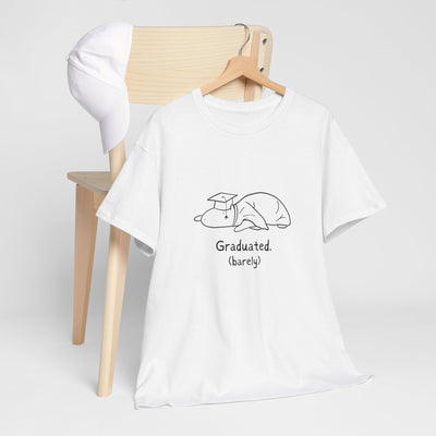 Funny Graduation Shirt – “Graduated (Barely)” Capybara Heavy Tee
