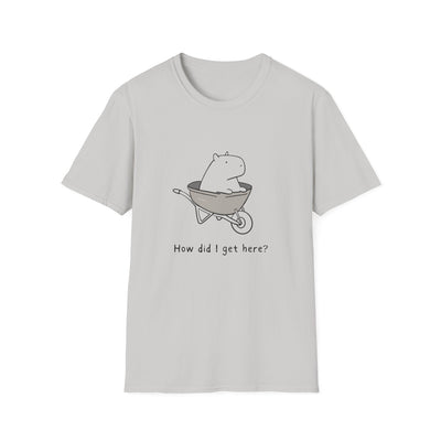 "How Did I Get Here" Funny Capybara Softstyle Tee