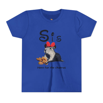 Sis Theme Park Here for the Churros Tee -  Capybara Youth Unisex Jersey Short Sleeve Shirt