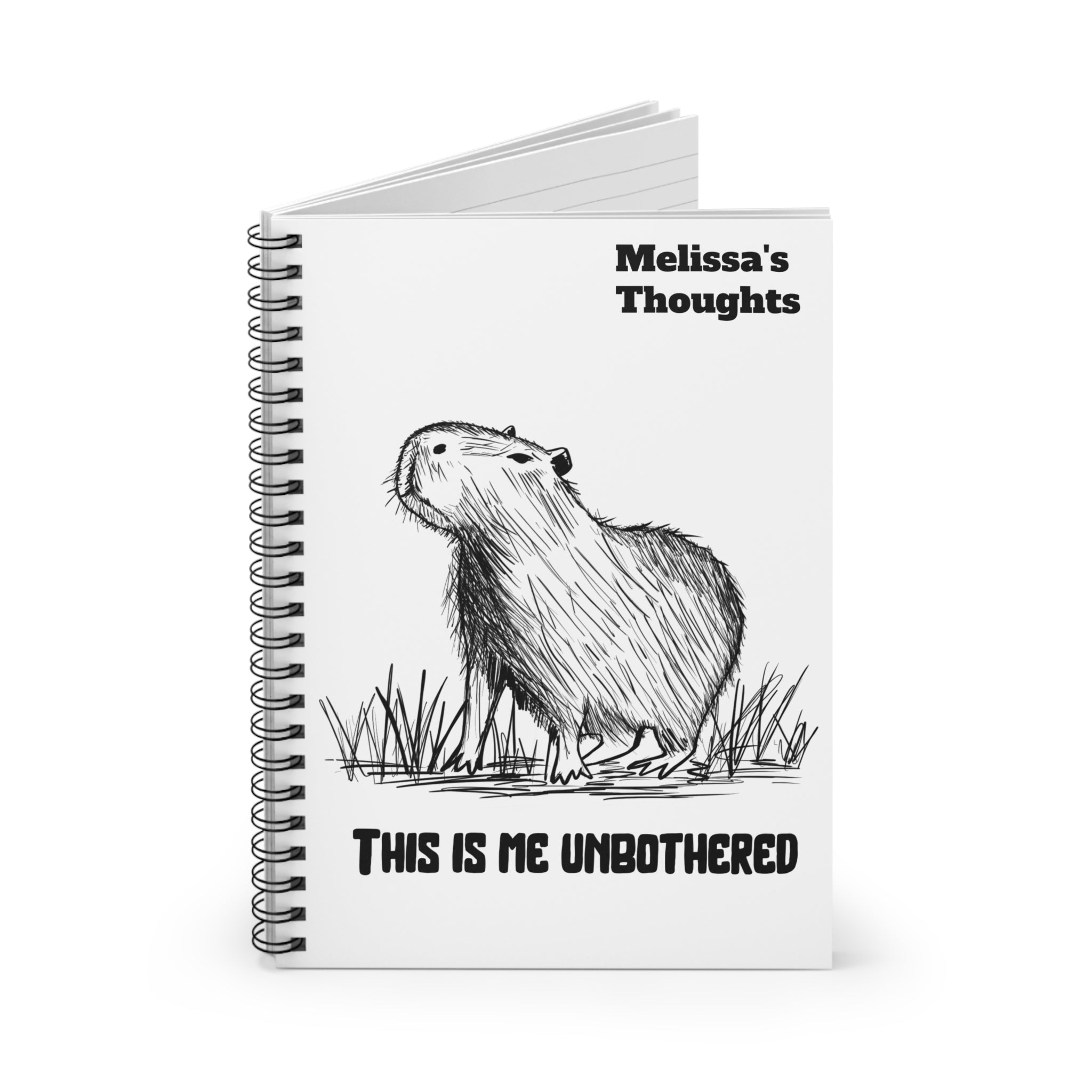 Personalized “This Is Me Unbothered” Capybara Journal – Funny Custom Notebook