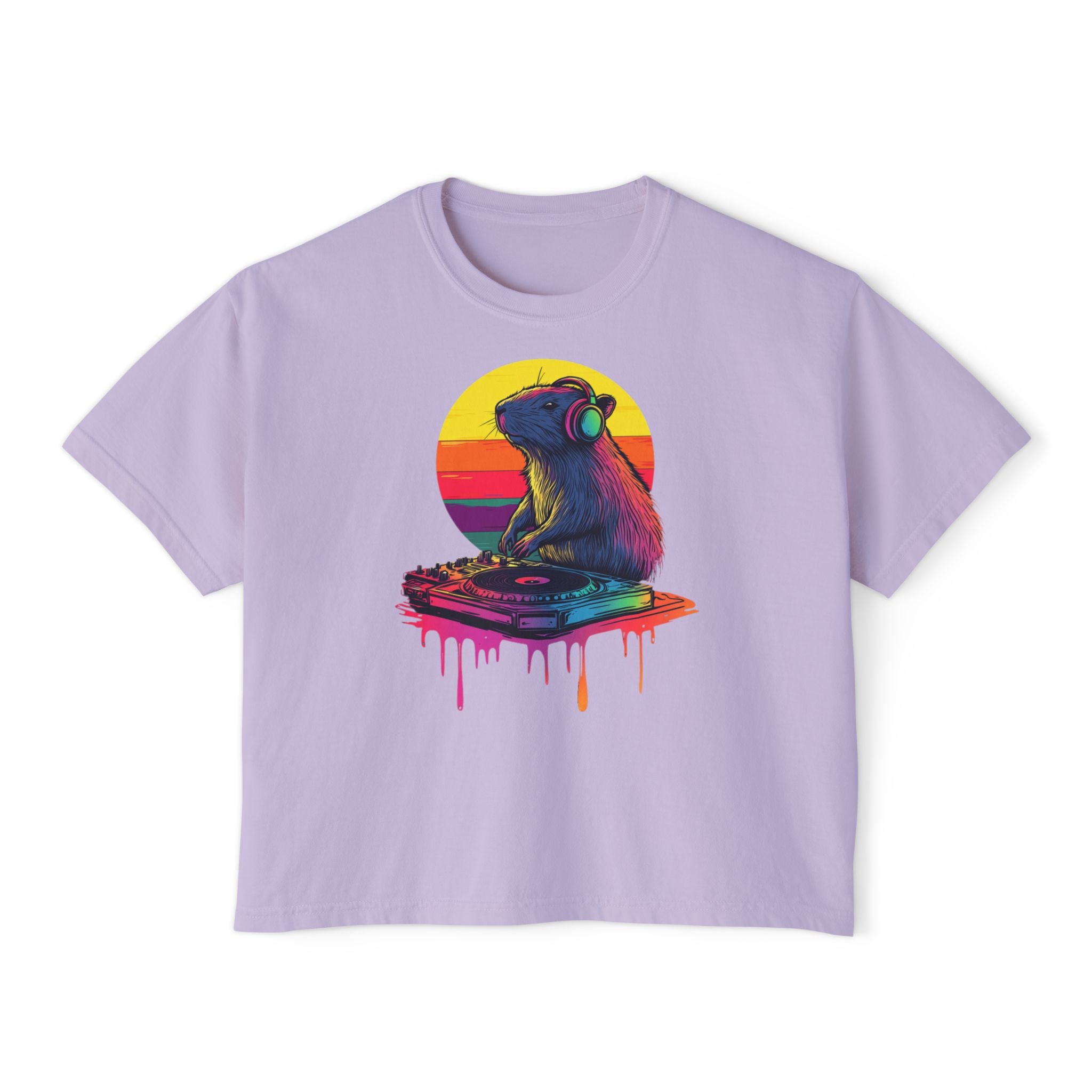 DJ Capybara Single Turntable - Women's Boxy Shirt