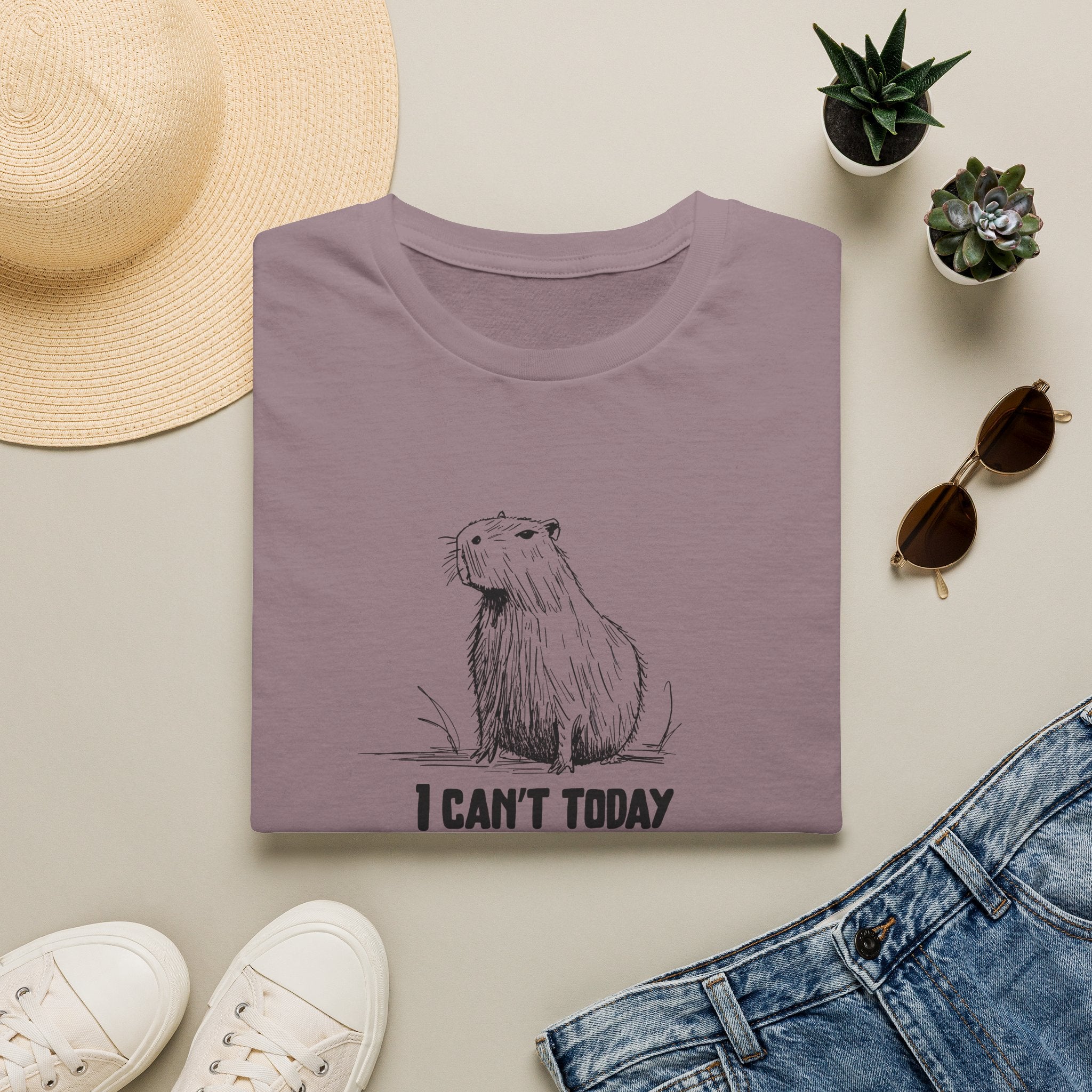 "I Can't Today" Funny Capybara Adult Softstyle Tee