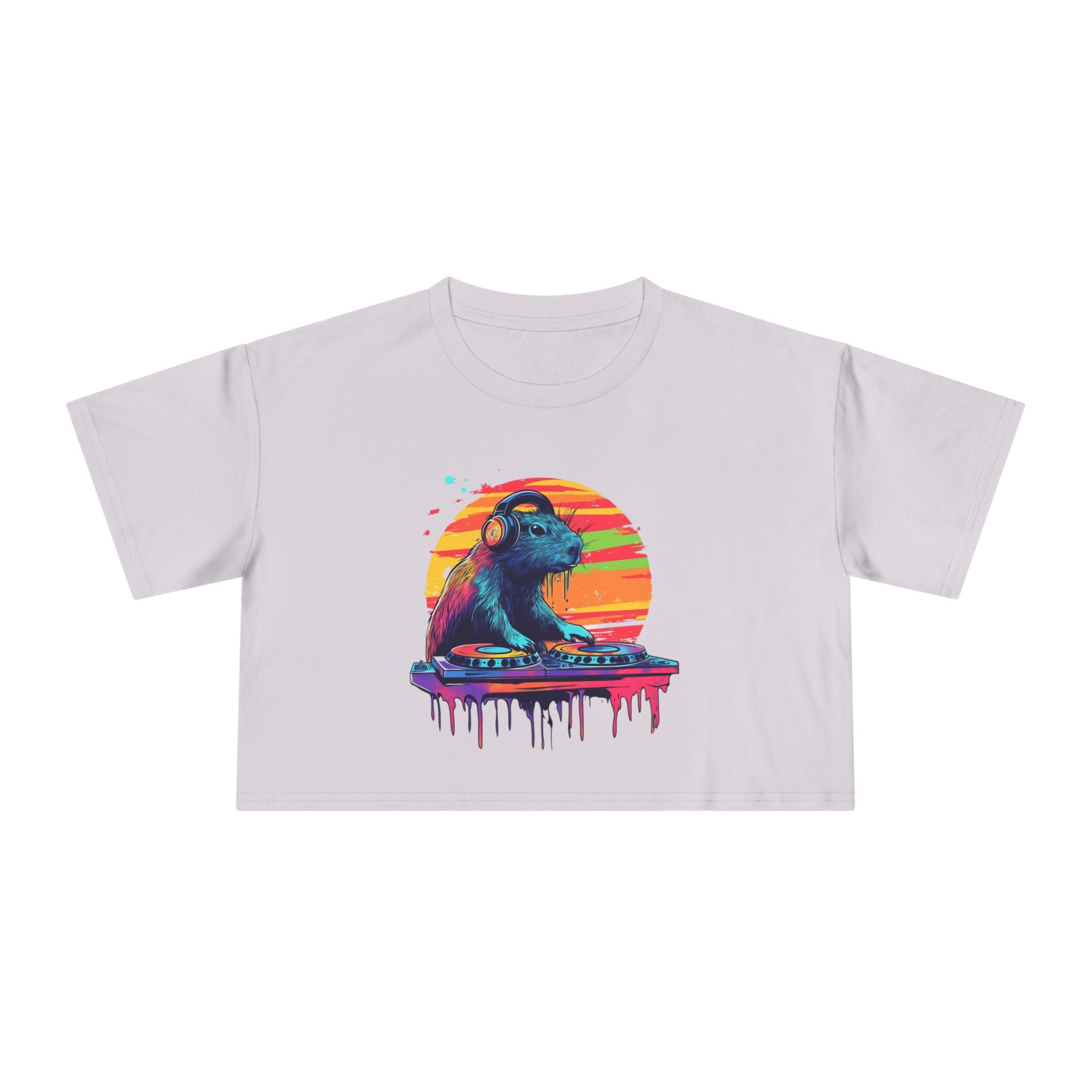 DJ Capybara Double Turntable - Women's Crop Tee