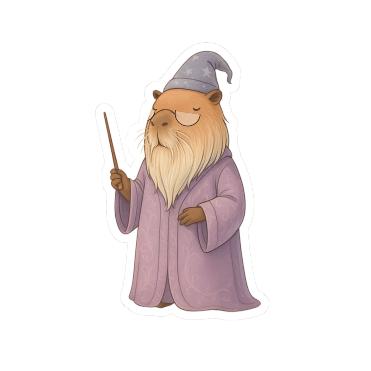 Whimsical Wizard Professor Chillindore Kiss-Cut Vinyl Sticker - Capybara School of Witchcraft & Wizardry - Gifts for Kids, Laptop Stickers, Creative Party Favors