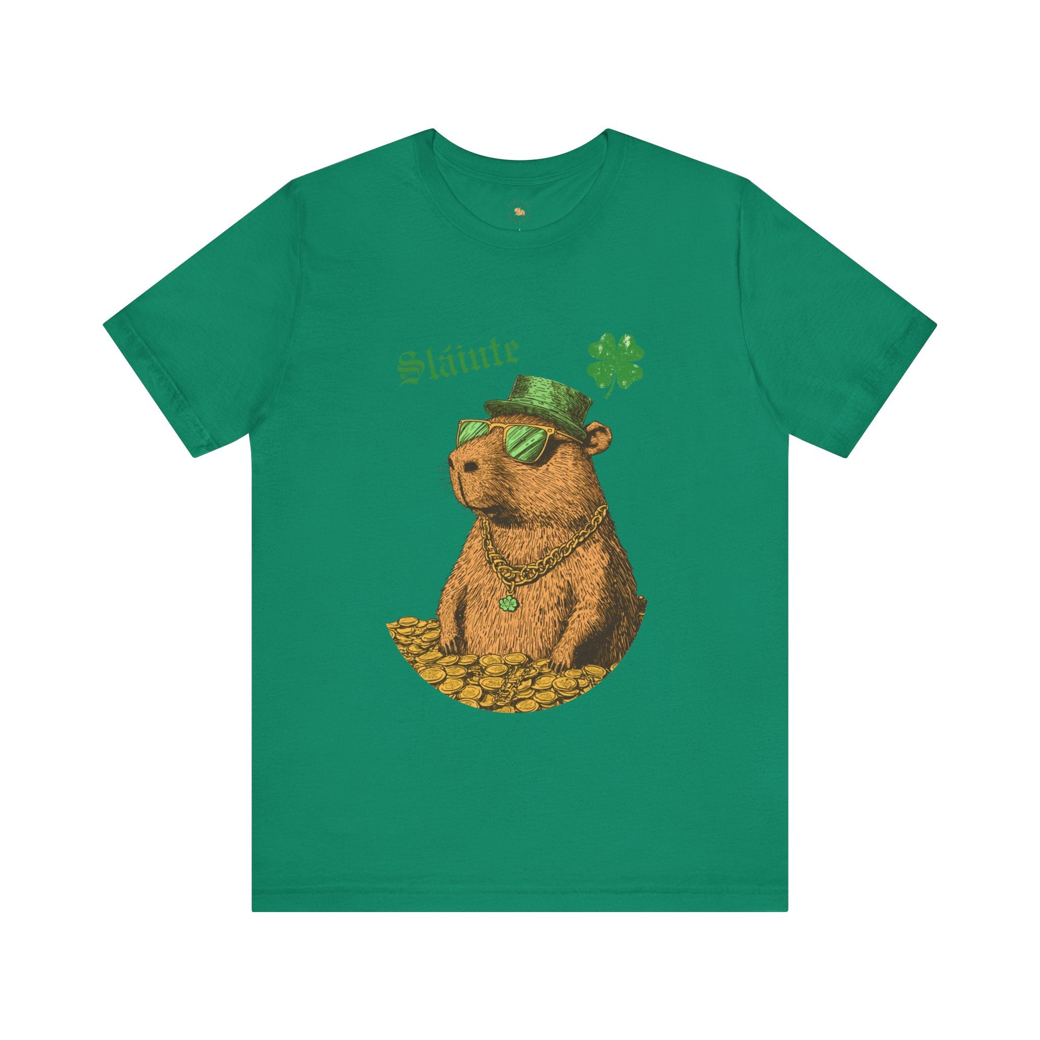 St Patrick's Day Slainte Tee - Gangster Capybara Unisex Jersey Short Sleeve Shirt