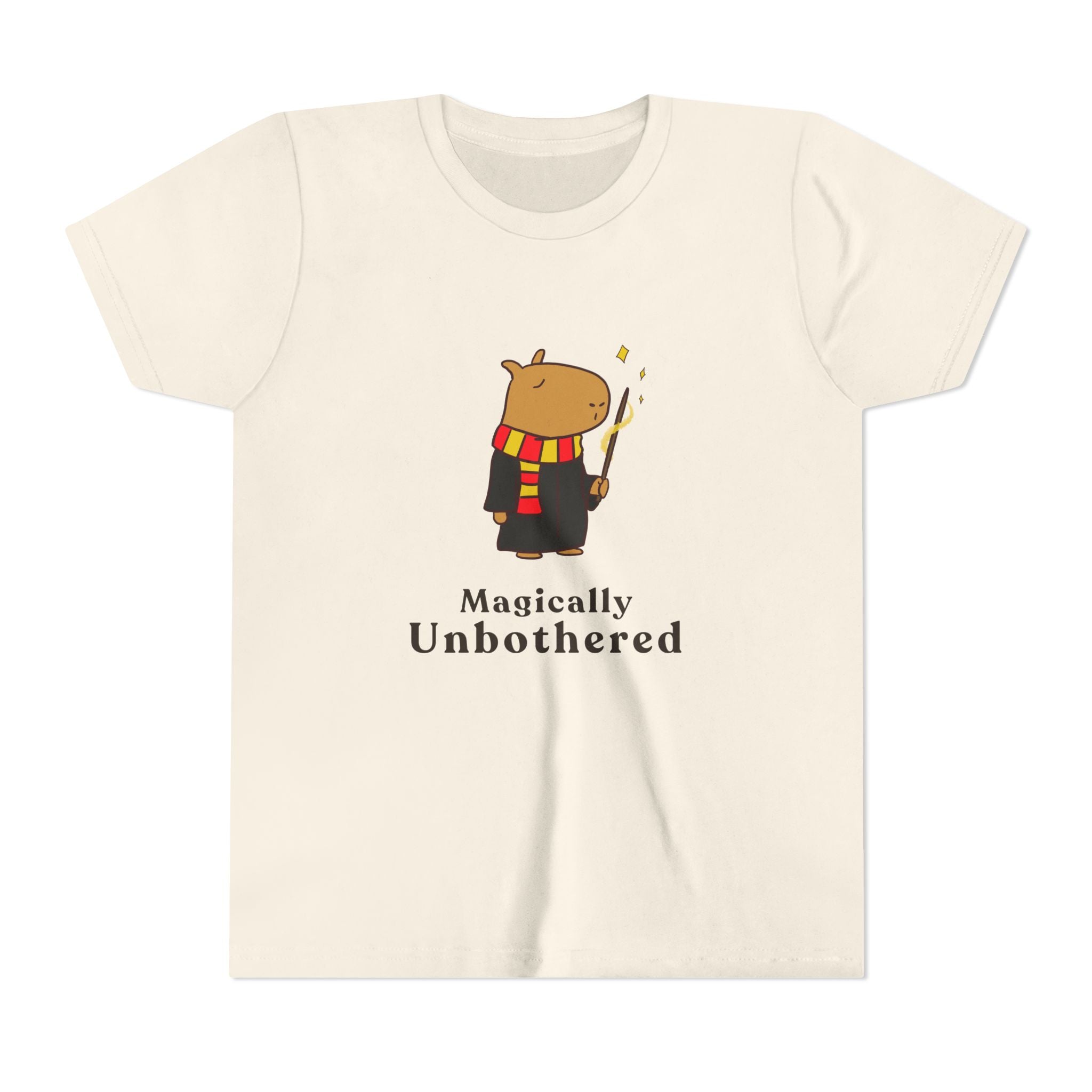 Magically Unbothered Kids Shirt | Chill Wizard Capybara Graphic Youth Tee