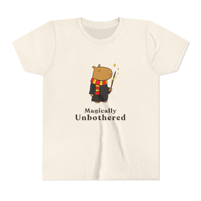 Magically Unbothered Kids Shirt | Chill Wizard Capybara Graphic Youth Tee