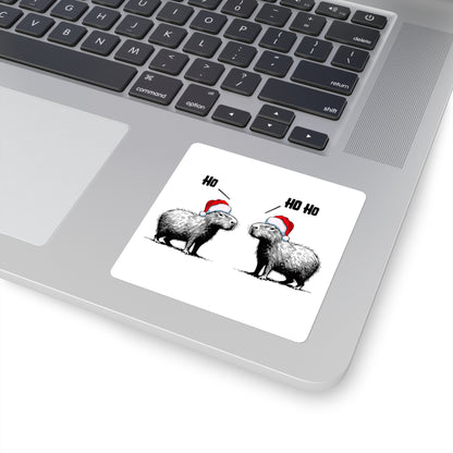 Ho Ho Ho Capybara Christmas Sticker – Funny Holiday Capybara Vinyl Decal