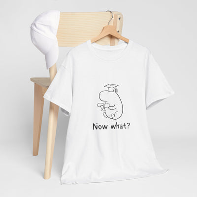 Funny Graduation Shirt – “Now What?” Capybara Heavy Tee