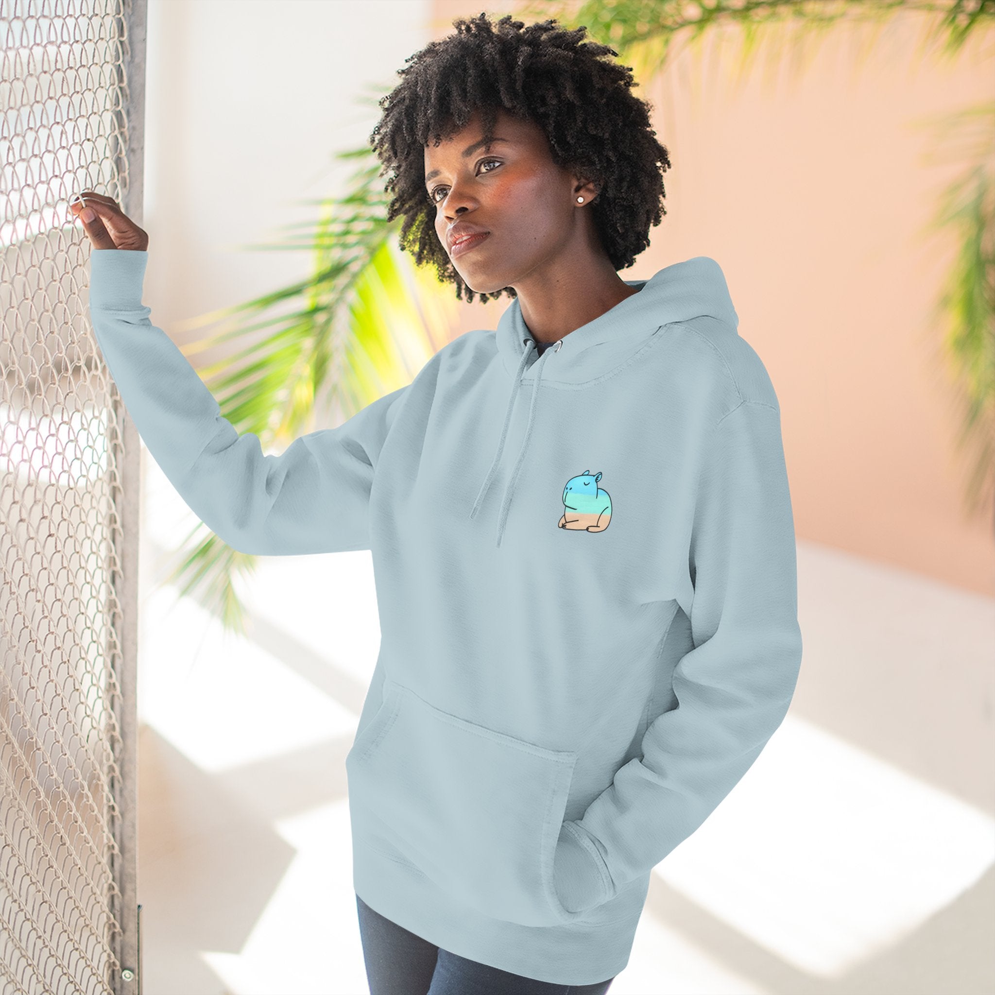 Capy Life Coastal Capybara Hoodie – Minimalist Beach Graphic Pullover