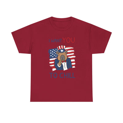 I Want You to Chill Capybara Patriotic Heavy Tee