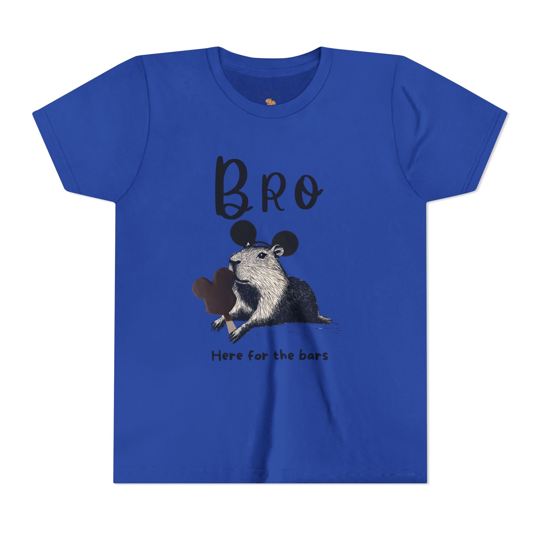 Bro Theme Park Here for the Bars Tee -  Capybara Youth Unisex Jersey Short Sleeve Shirt