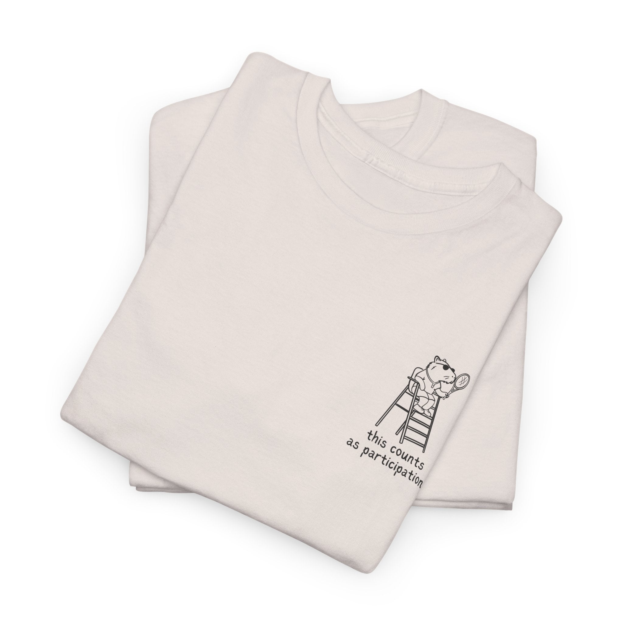 Minimalist Capybara T-Shirt – This Counts as Participation Left Chest Heavy Tee