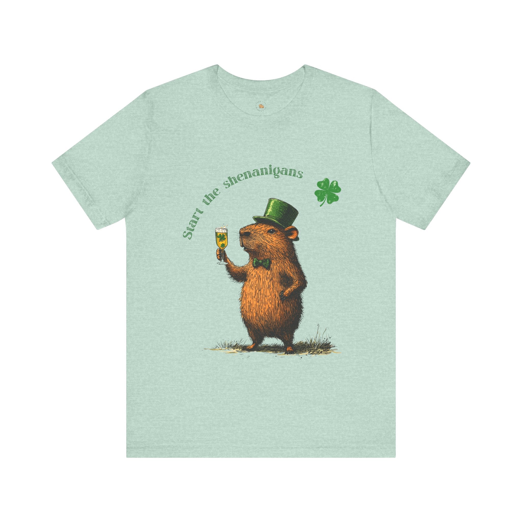 St Patrick's Day Luck Start the Shenanigans Tee -  Dapper Capybara Unisex Jersey Short Sleeve Shirt