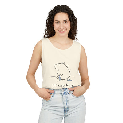 Funny Capybara Tank Top – “I'll Catch Up’” Premium Comfort Colors Tank