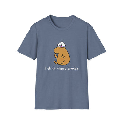 "I think mine's broken" Capybara Thinking Cap Softstyle Adult Tee