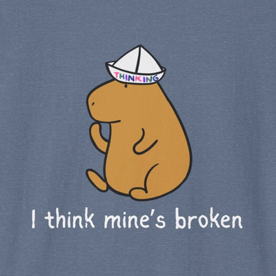 "I think mine's broken" Capybara Thinking Cap Softstyle Adult Tee