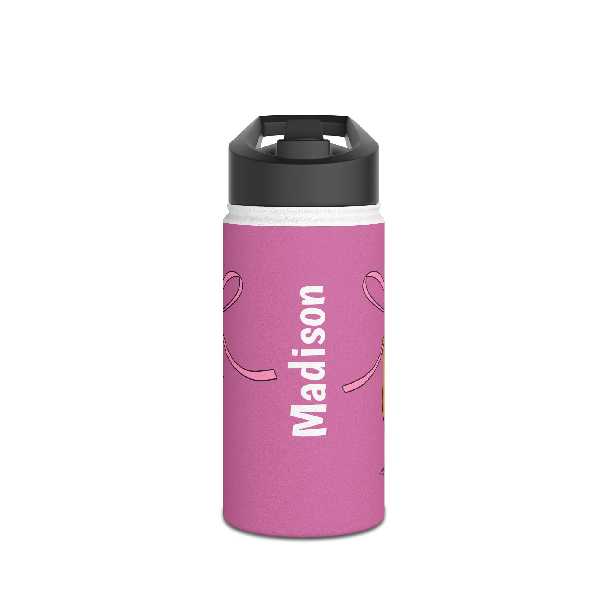 Personalized Capybara Kids Water Bottle – Pink Coquette