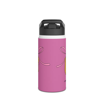 Personalized Capybara Kids Water Bottle – Pink Coquette