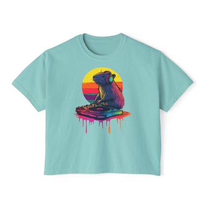 DJ Capybara Single Turntable - Women's Boxy Shirt