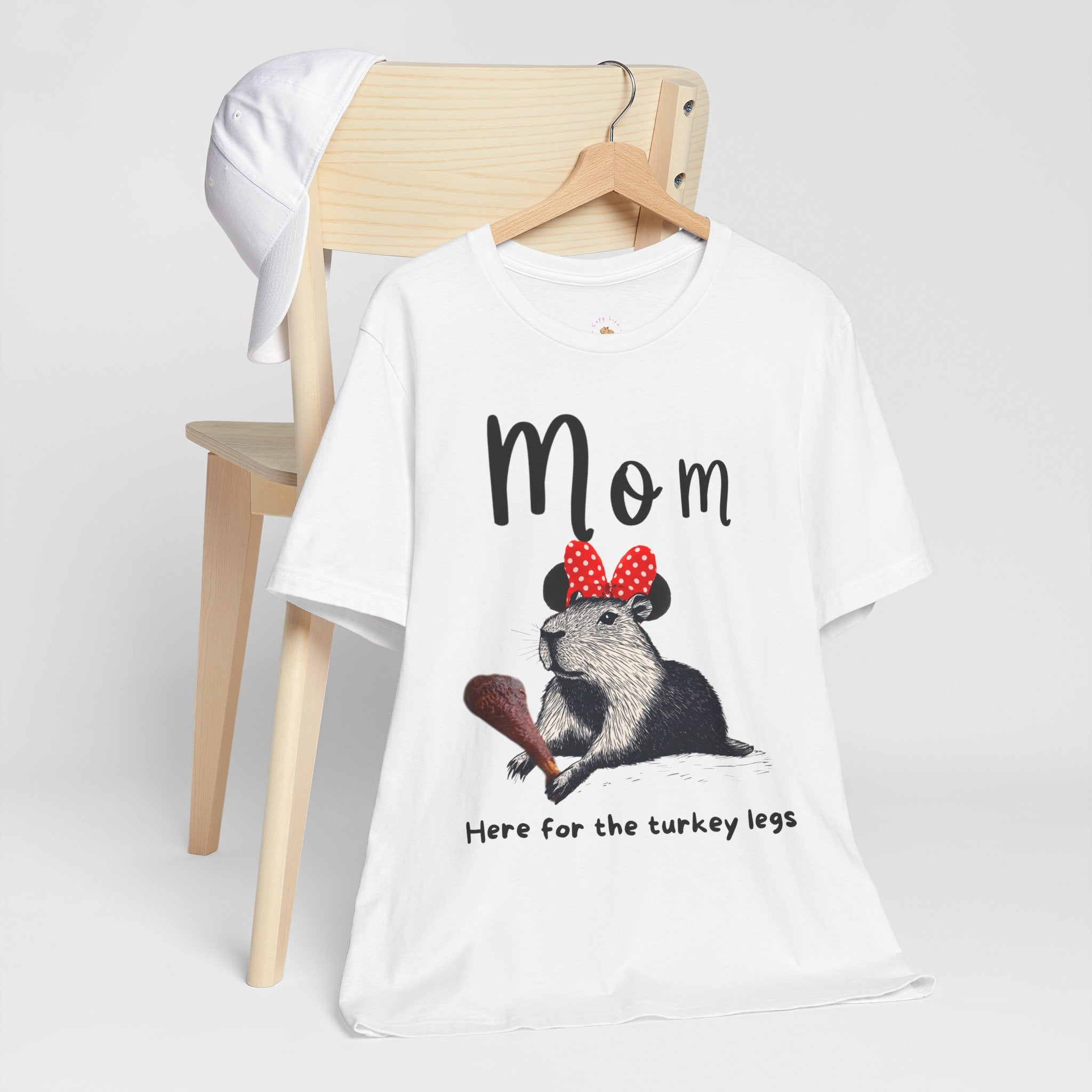 Mom Theme Park Here for the Turkey Legs Tee -  Capybara Turkey Leg Unisex Jersey Short Sleeve Shirt