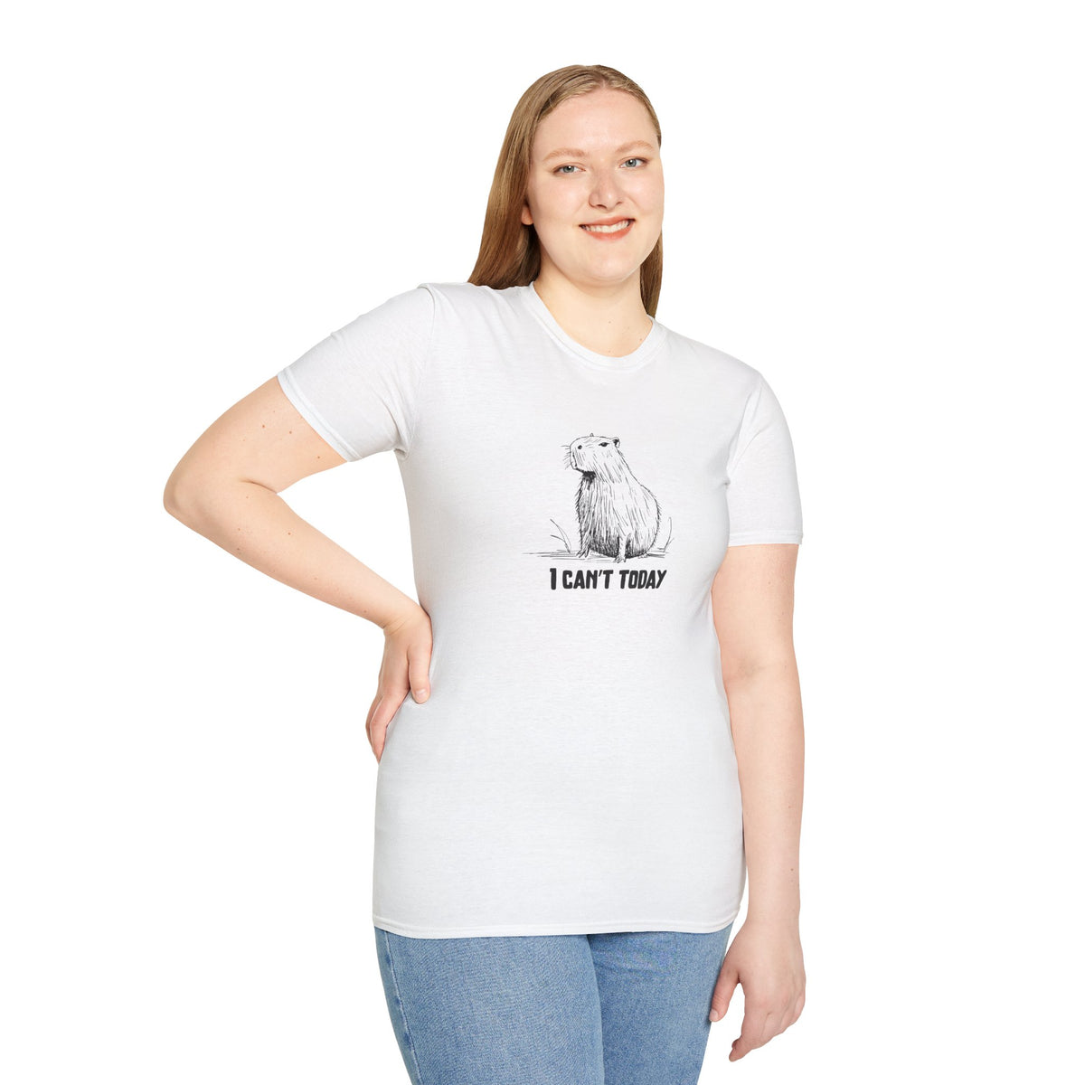 "I Can't Today" Funny Capybara Adult Softstyle Tee