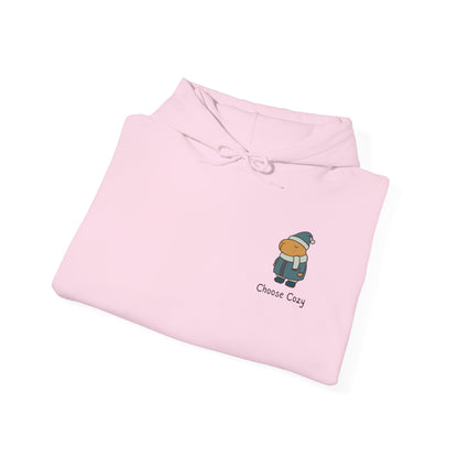 Choose Cozy Hoodie – Cute Minimal Capybara Winter Hoodie for Adults | Cozy Left-Chest Logo Sweatshirt